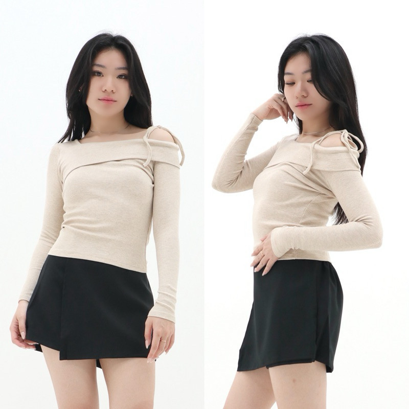 Dearvera Lizie Top Zorra Coquette Bowie และ Knit เสื้อไหล่เดียว