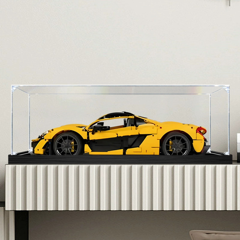 Lego 42172 McLaren P1 โปร่งใสกล่อง Popmart Labubu Zimomo คอลเลกชันกล่องรองเท้าผ้าใบกล่องเก็บเครื่องป