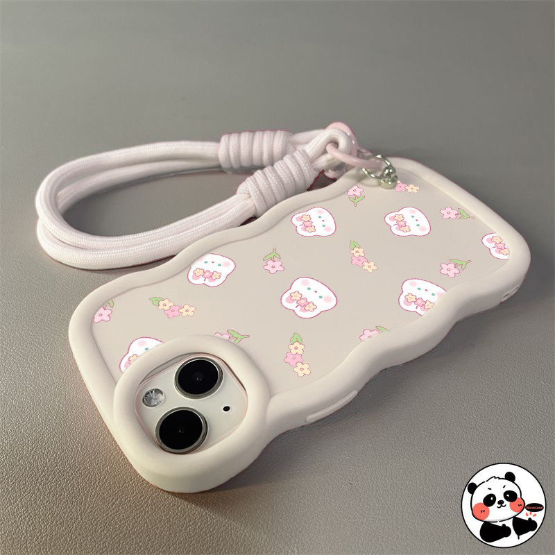 3D WaveสําหรับPlus 13 12 12R 11 11R 10R 9R 8T 7 Pro 7T Plus 6 6T 5G 4Gหรูหราน่ารักกระต่ายดอกไม้Insสไ