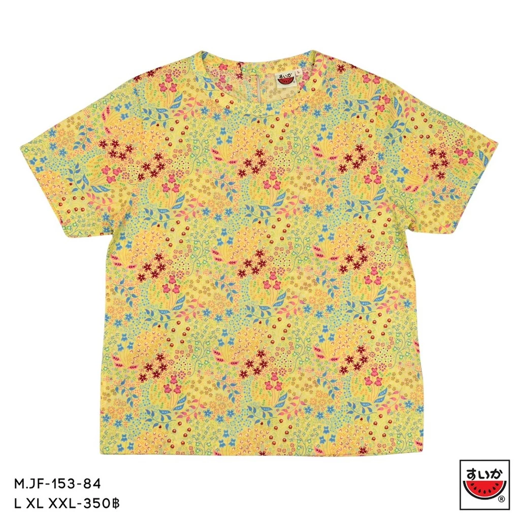 เสื้อแตงโม SUIKA คอจีนแขนสั้น ติดกระดุมหลัง ลายดอกไม้ MJF-153 thumbnail 5