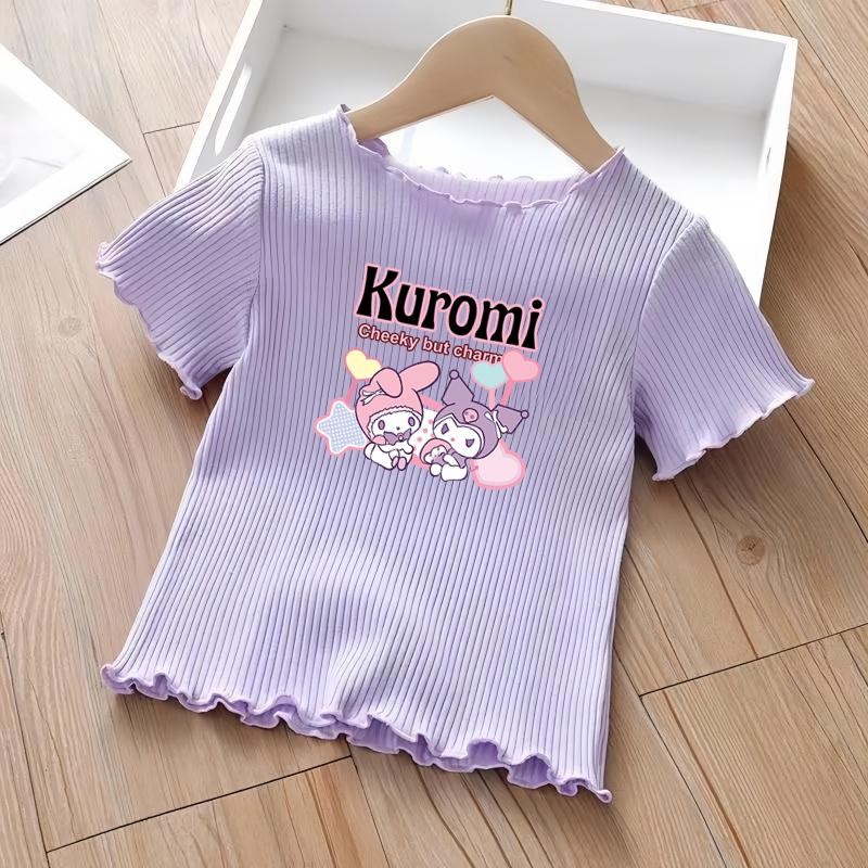 [พร้อมส่งจากไทย]เสื้อยืดเด็กสไตล์เกาหลีสำหรับเด็กผู้หญิง เสื้อลายการ์ตูนน่ารักคุโรมิ มี-สีให้เลือก เสื้อยืดเด็กหญิงผ้าล่าวนิ่ม สวมใส่สบาย