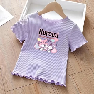 [พร้อมส่งจากไทย]เสื้อยืดเด็กสไตล์เกาหลีสำหรับเด็กผู้หญิง เสื้อลายการ์ตูนน่ารักคุโรมิ มี-สีให้เลือก เสื้อยืดเด็กหญิงผ้าล่าวนิ่ม สวมใส่สบาย