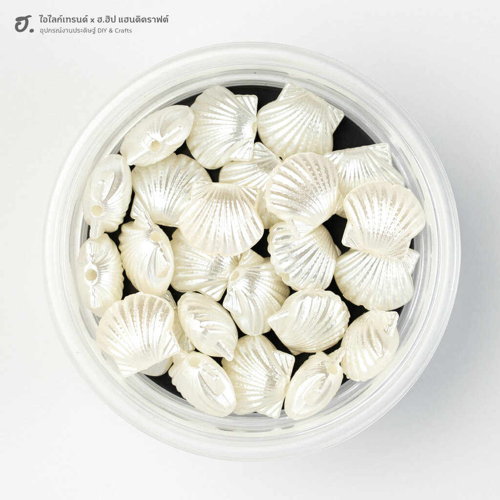 ลูกปัดตกแต่ง หอยเชลล์ขาวมุก Lustrous Shell