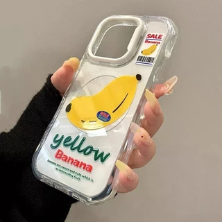 Magnetic Banana Bracket เคสโทรศัพท์สําหรับ iPhone 17 Pro Max 16 Plus 15 14 13 กันกระแทกป้องกันปลอก