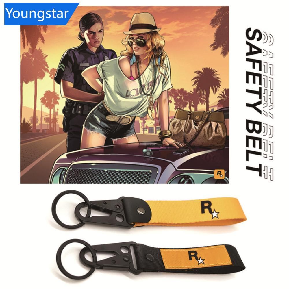FYY Muti-Pendant Key Holder Nylon Key Tags พวงกุญแจเกม GTA Auto 5 รถ Keyfob อุปกรณ์เสริมรถจักรยานยนต์