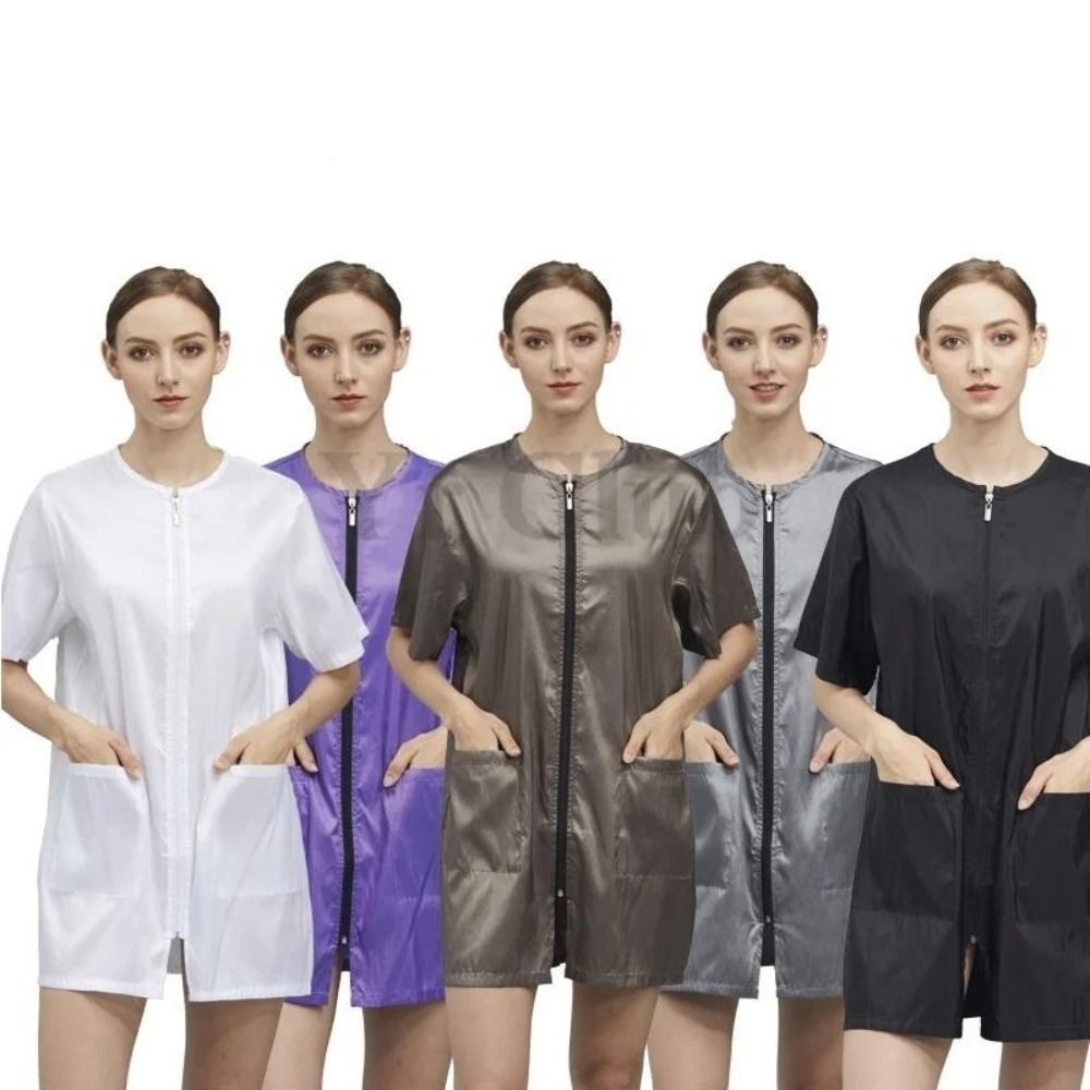 เสียงสะท้อนร้านตัดผมเสื้อผ้าทํางาน,ไม่ติดผมสั้น/แขนยาวร้านทําผมเครื่องแบบ,สากลโพลีเอสเตอร์ง่ายซิประบายอากาศช่างทําผมเสื้อคลุมร้านเสริมสวย - รูปที่ 6