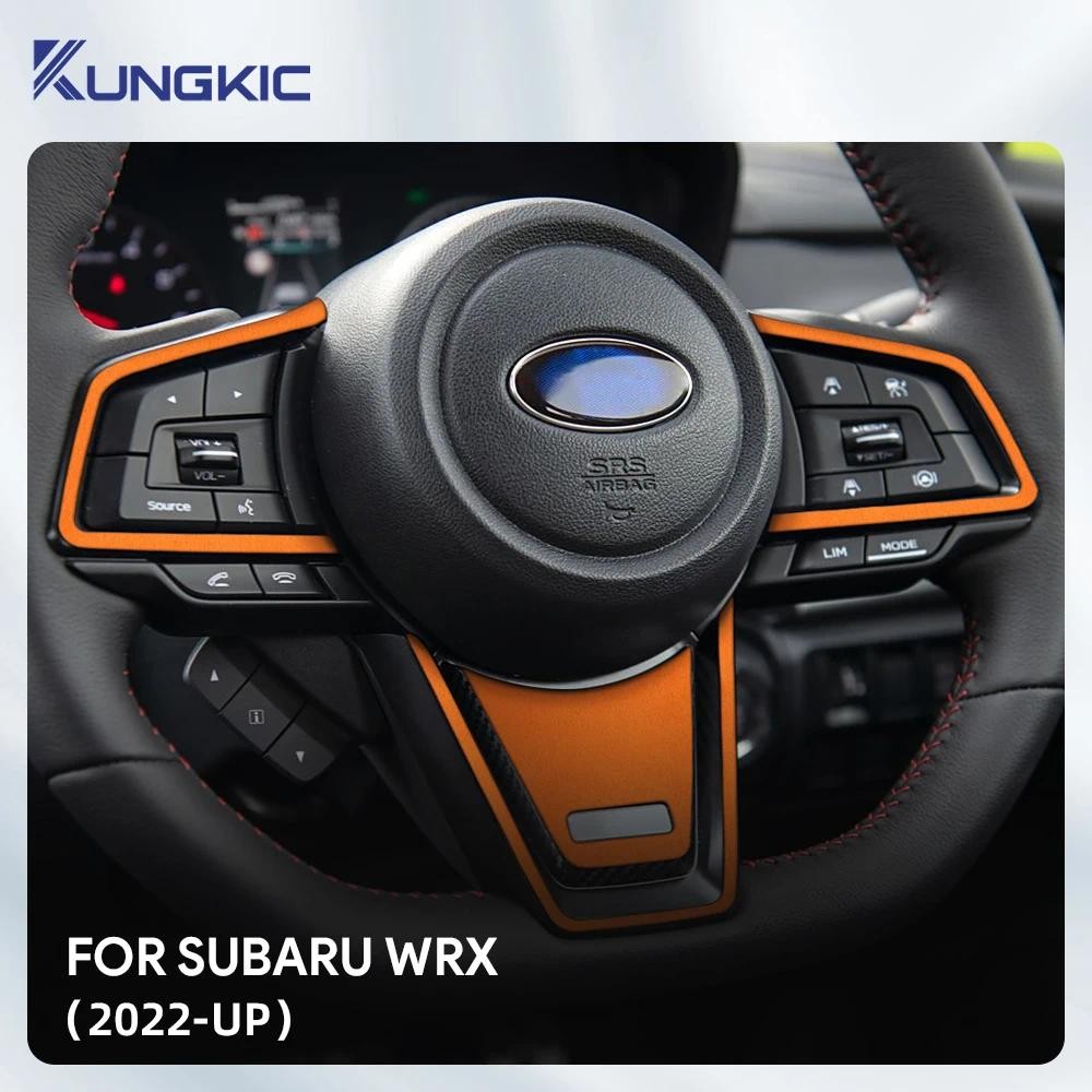 Top Suede Trim สติกเกอร์สําหรับ Subaru WRX/ WRX STI 2022 2023 2024 2025 รถพวงมาลัยศูนย์สีดําสีแดงภาย