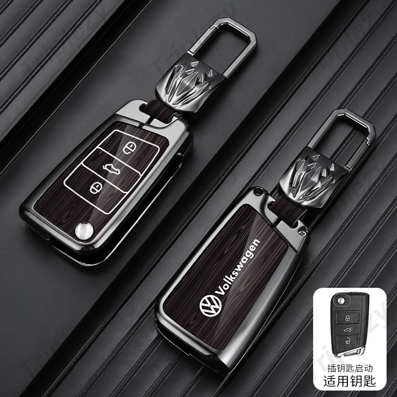 โลหะผสมสังกะสีแฟชั่นลายไม้เคลือบเงาTPUสมาร์ทกุญแจรถFobสําหรับVolkswagen VW Golf MK7 Tiguan Allspace 