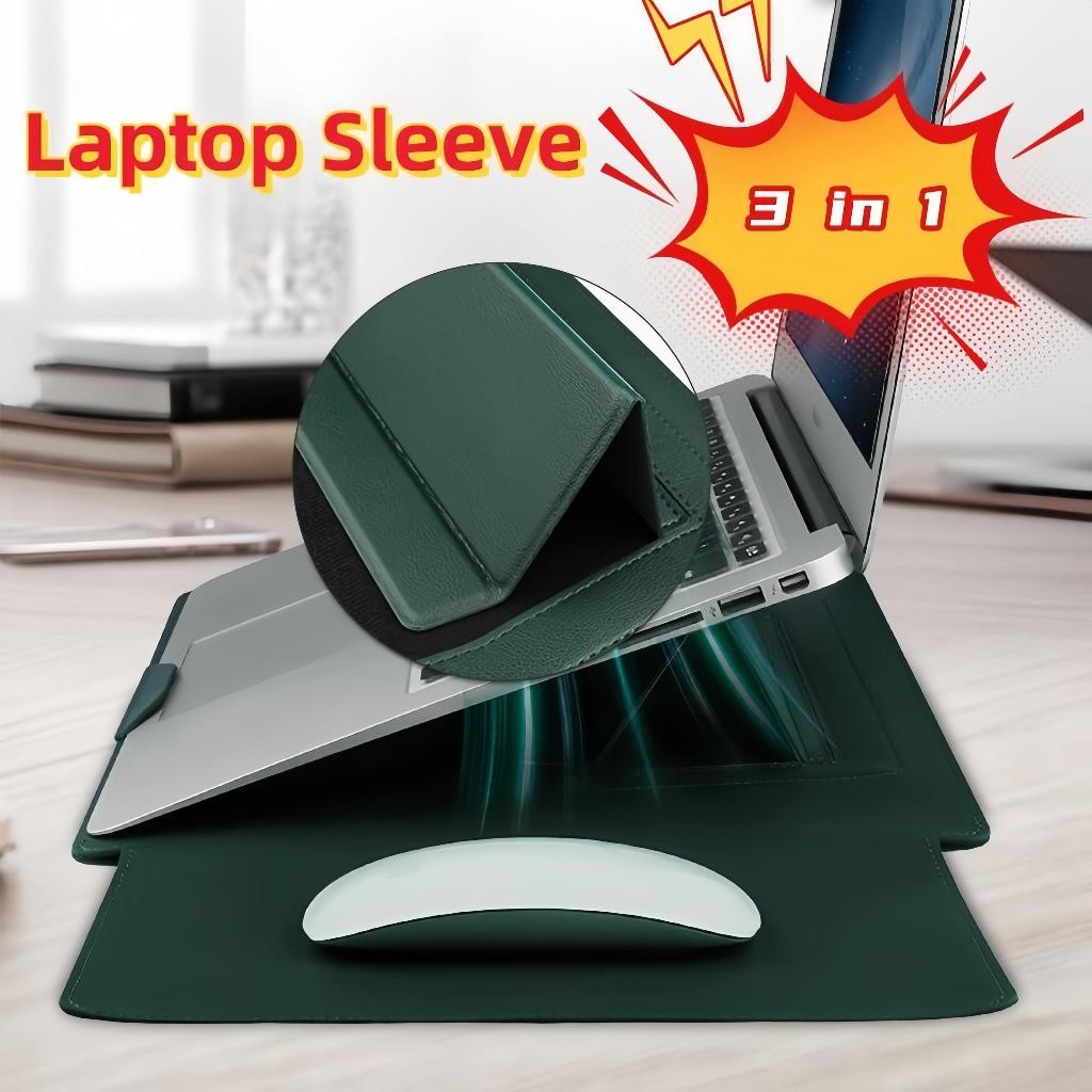 กระเป๋าโน๊ตบุ๊ค 3 in 1 เคสโน๊ตบุ๊ค เคสหนังใส่โน๊ตบุ๊ค เคสหนัง ซองหนัง PU Laptop bag Macbook 13/14/15/16 นิ้ว