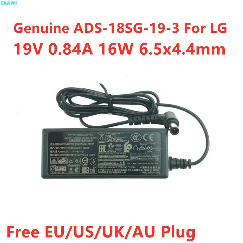 ของแท้ ADS-18SG-19-3 19016G 19V 0.84A 16W DA-18C19 อะแดปเตอร์ AC สําหรับ LG 19M38A 19M38D 19M38H Mon