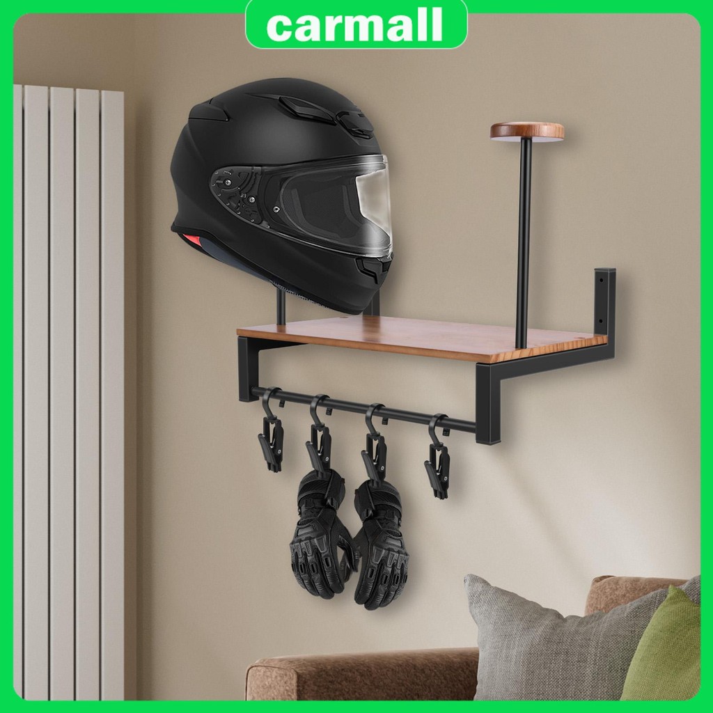 รถจักรยานยนต์หมวกกันน็อคแขวนติดผนังไม้หมวกกันน็อคออแกไนเซอร์แร็คที่มีตะขอสําหรับบ้าน ร้านค้า1177