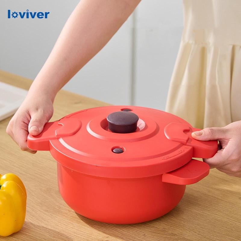 [Loviver] หม้อความดันไมโครเวฟ หม้อหุงข้าว PP เกรดอาหารทนความร้อนแบบไม่มีไฟ
