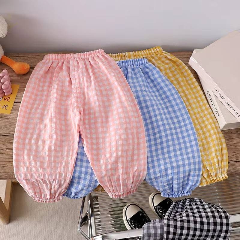 2025 ใหม่กางเกงกันยุงเด็กฤดูร้อนเด็กทารกชุดกีฬาผู้หญิงชายหญิงกางเกงขายาวเวอร์ชั่นเกาหลี