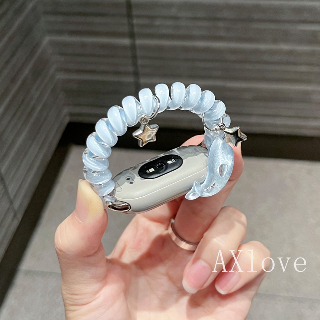 โทรศัพท์ม้วนสําหรับ Band 10 9 8 NFC Dolphin Star Elastic Brecelet สําหรับ Mi Band 7 6 5 4 3 Mi 8 9 Active Bands
