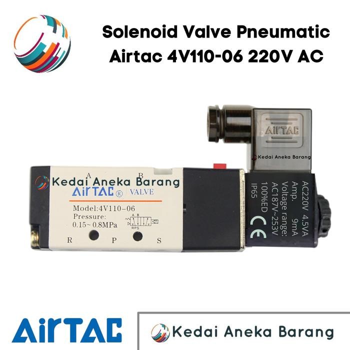 OE99... โซลินอยด์วาล์ว Airtac 4V110-06 4V110 06 220V AC / 24V DC นิวเมติก - 220V AC