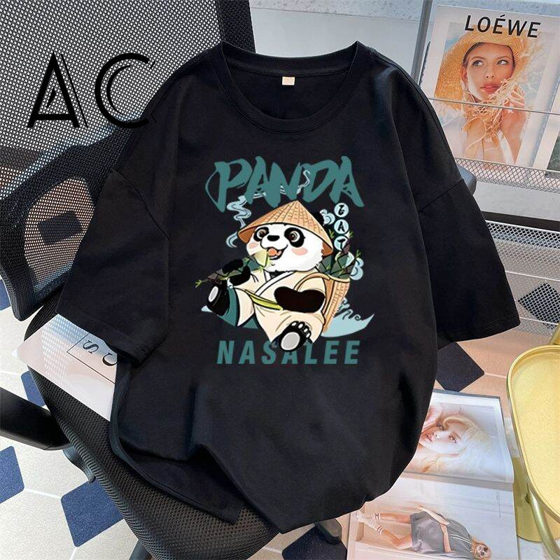 AC Nasalee Panda เสื้อยืดโอเวอร์ไซส์ | เสื้อยืดสีดํา