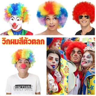 พร้อมส่ง วิกผมอุปกรณ์ประกอบการแสดงตัวตลกฮาโลวีน วิกผมแอฟโฟรหลากสีสัน วิกผมพัดฟุตบอลโลก