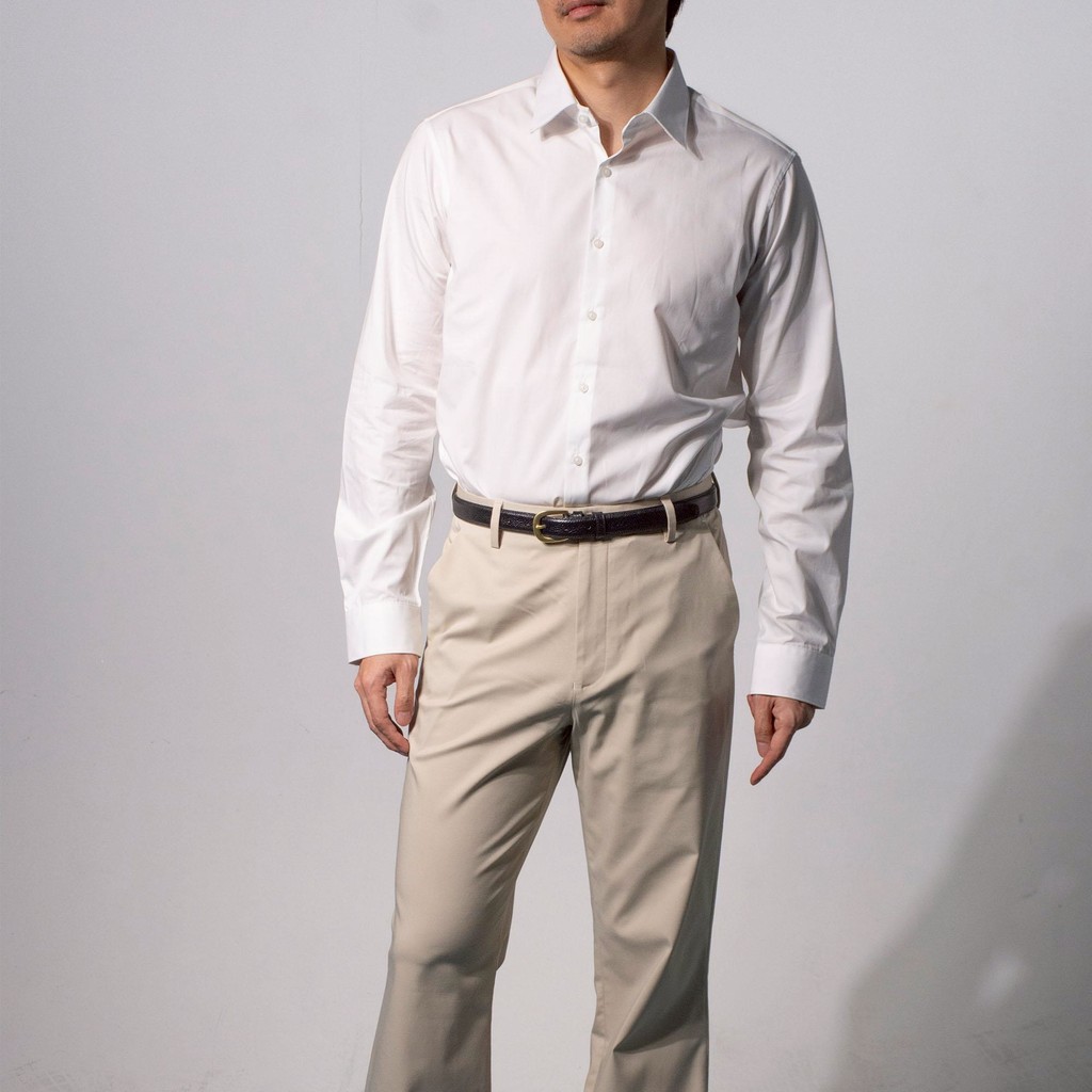 era-won เสื้อเชิ้ตเอราวอนแขนยาว ปกป้าน QUIET LUXURY SHIRT LONG MEN SLIM STANDRAD COLLAR สี BWhite
