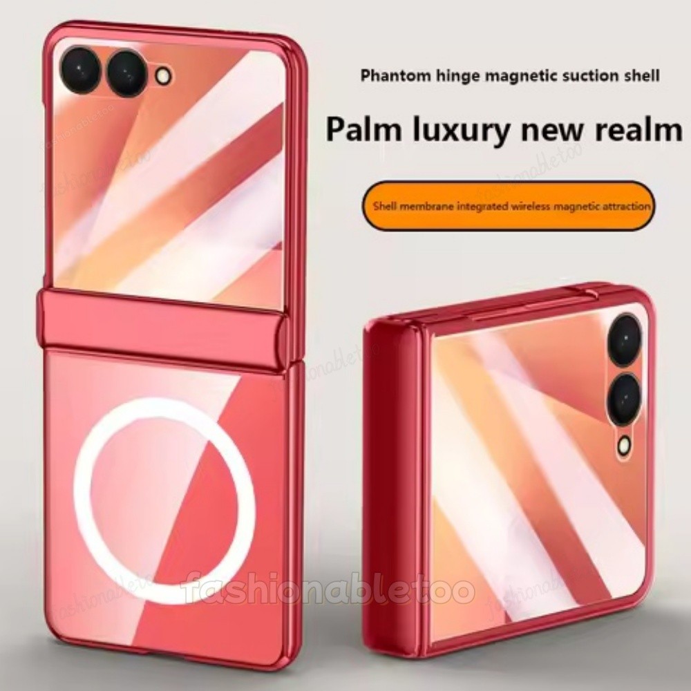 สําหรับ Z Flip7 Splicing สีสําหรับ Samsung Galaxy Z Flip 7 FE 7FE Flip7FE ZFlip7 FE ZFlip7FE ปลอก Ultra Slim แม่เหล็กชาร์จไร้สายกันกระแทกปกหลัง