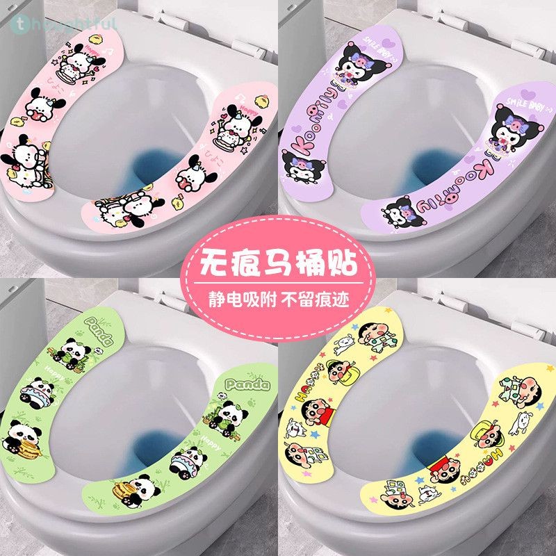 แผ่นรองนั่งชักโครกลายการ์ตูน Sanrio สำหรับใช้ในบ้าน สติ๊กเกอร์ติดชักโครกกันน้ำแบบดูดซับอเนกประสงค์ พกพาสะดวก TH