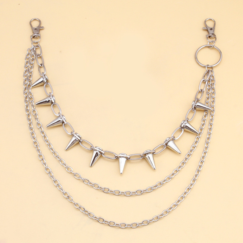 โซ่คล้องกางเกง สายโซ่คล้องกางเกง สไตล์วินเทจ สำหรับผู้ชายและผู้หญิง  Hip-Hop Punk Metal Rivets - รูปที่ 3