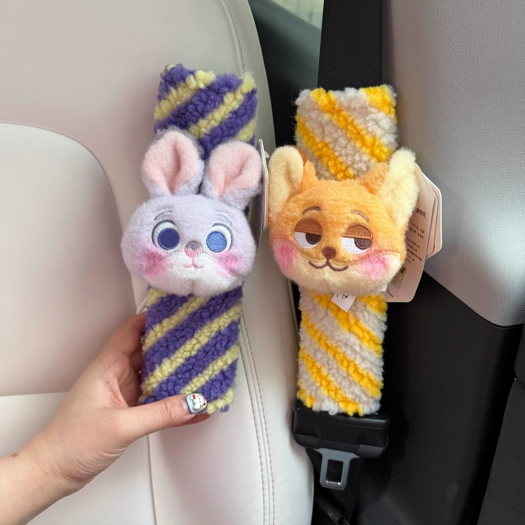 น่ารัก จูดี้ นิค แผ่นรองไหล่เข็มขัดนิรภัยรถยนต์ อุปกรณ์ตกแต่งภายในรถยนต์ ที่หุ้มเข็มขัดนิรภัยรถยนต์