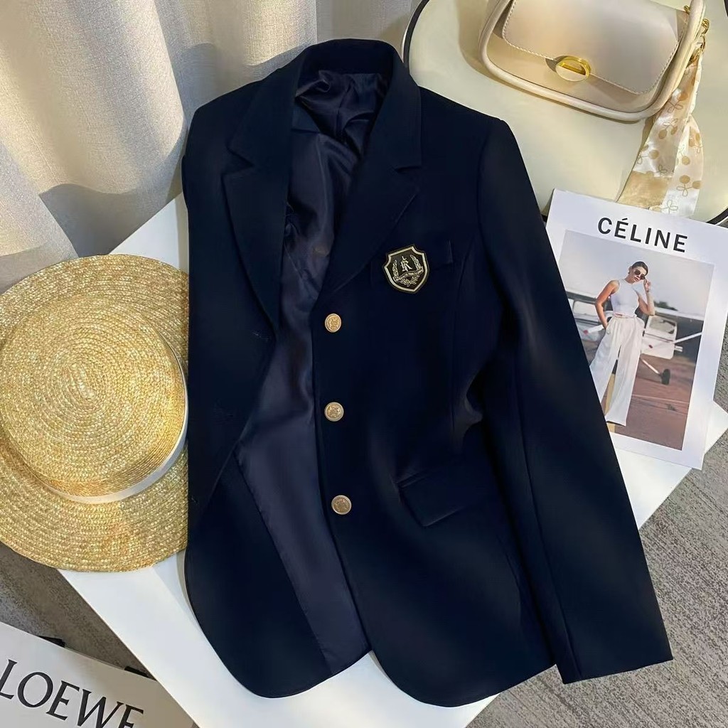 Navy blue design, preppy style suit coat, women's GK early spring new style temperament and popular 