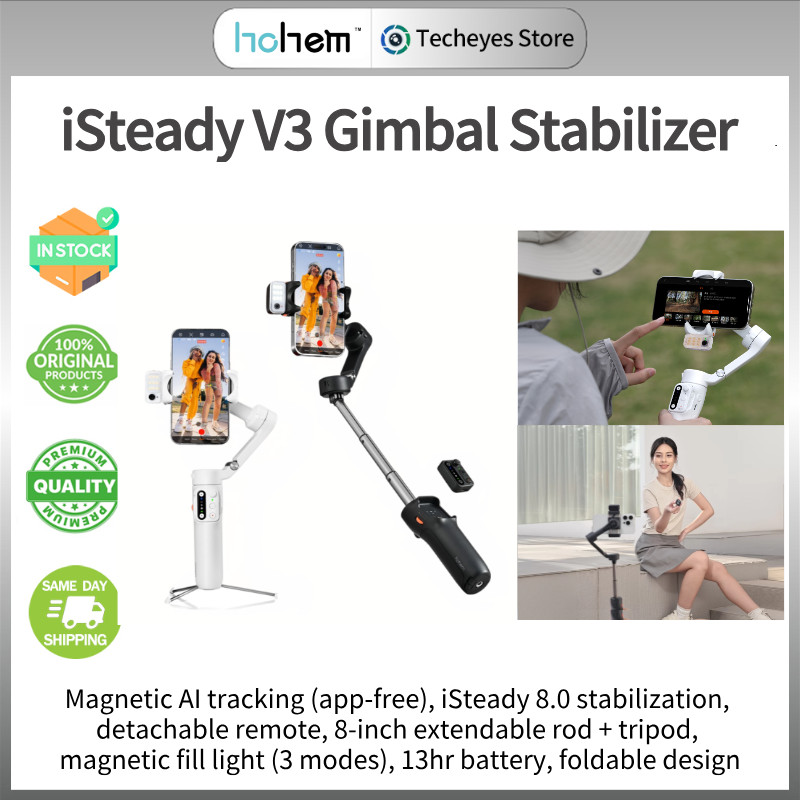 Hohem iSteady V3 ขยาย 3 แกนสมาร์ทโฟน Gimbal Stabilizer พับโทรศัพท์ Vlog Gimbal AI ติดตาม Gesture ควบ