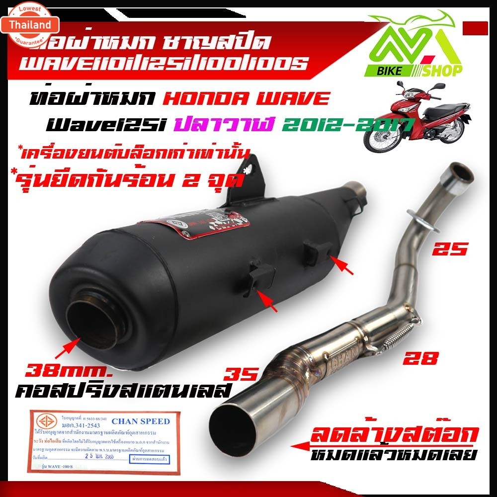 ท่อผ่า ผ่าเงีย WAVE110i ใหม่WAVE110iLED2021-2024WAVE125R S iไฟเลี้ยวังลมเก่าWAVE125iLED2023-2024WAVE