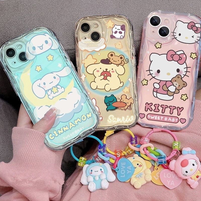 SAMSUNG สําหรับSamsung Galaxy S25 S24 Ultra S22 Plus S24FEปลอกพวงกุญแจKuromi Cinnamoroll Pompompurin
