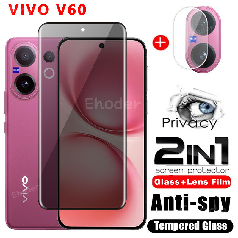 สําหรับ VIVO V60 Lite 4G 5G 2025 โค้งความเป็นส่วนตัวกระจกนิรภัยป้องกันหน้าจอคลุมทั้งหมดฟิล์มป้องกันโทรศัพท์สําหรับ VIVOV60 V 60 V2511 V60Lite เลนส์กล้อง