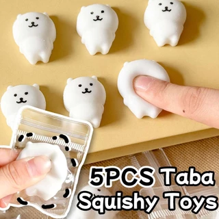 STARX 1-5PCS หมีขาวขนาดเล็ก Taba Squishy ของเล่น, ใหม่ช้า Rebound Mochi Fidget ของเล่น, Self Mocking Bear, ของเล่นบรรเทาความเครียด, ของขวัญสําหรับเด็กชายหญิงวันเกิด
