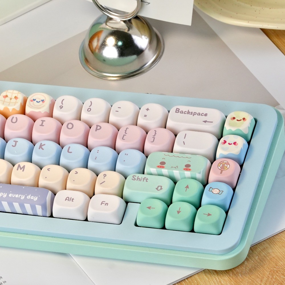 ภาษาไทย Candy Keycaps ภาษาอังกฤษไทย MOA โปรไฟล์น่ารักสี DYE-SUB PBT วัสดุ 120 คีย์สําหรับ MX 60/66/7