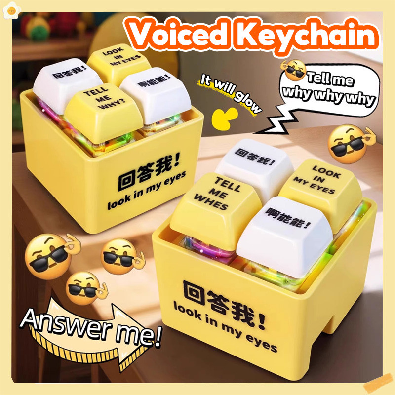 Voice Sound Button Keychain "Tell Me Why" ของเล่นตลก Voiced Keychain 解 按摩