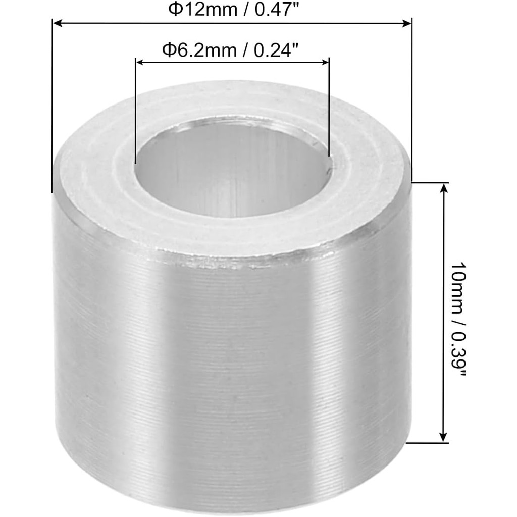 PATIKIL M6 อลูมิเนียม Spacers, 12pcs โลหะ Spacers สําหรับ 1/4 หรือ M6 สกรู Bolts, 1/4 " ID x 1/2" ID