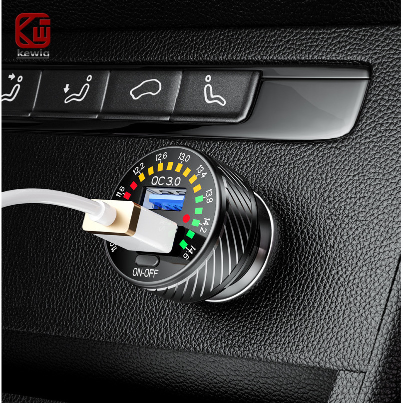 Kewig kewig โทรศัพท์มือถือรถจักรยานยนต์ Fast Charge USB Charger พร้อม Ambient Light ที่ชาร์จแบตในรถ 