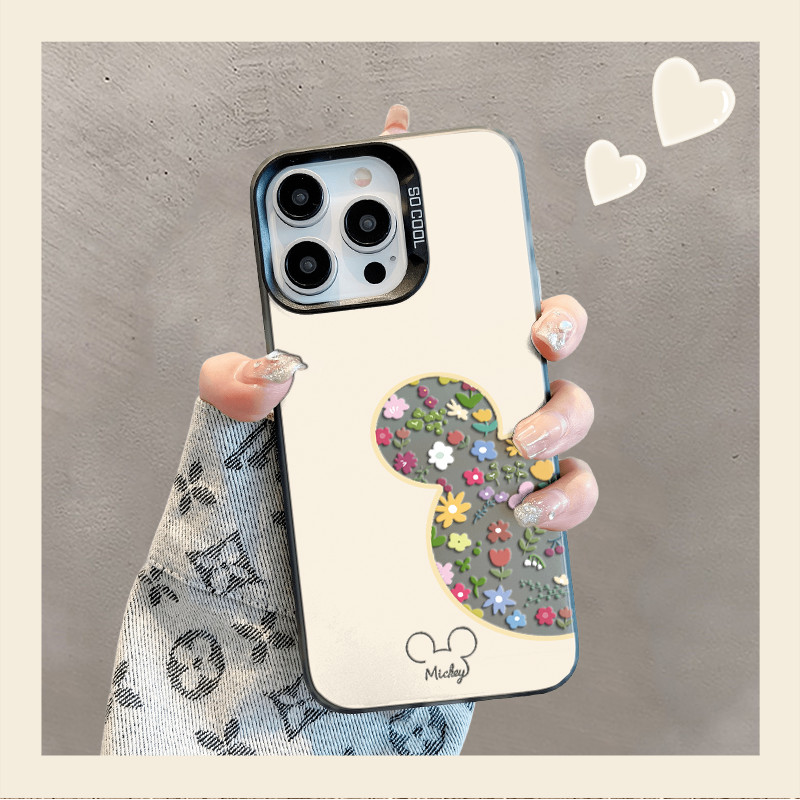 ดอกไม้ Mickey สําหรับ iPhone 17 16 16E 15 14 13 12 11 Pro Plus Max X XR Xs Max Air Border พิมพ์รวมทุกอย่าง Fullcover กล้องกันกระแทก MSCY ราคา ถูกที่สุด ดีลบีเคเค แกลเลอรีภาพที่ 2