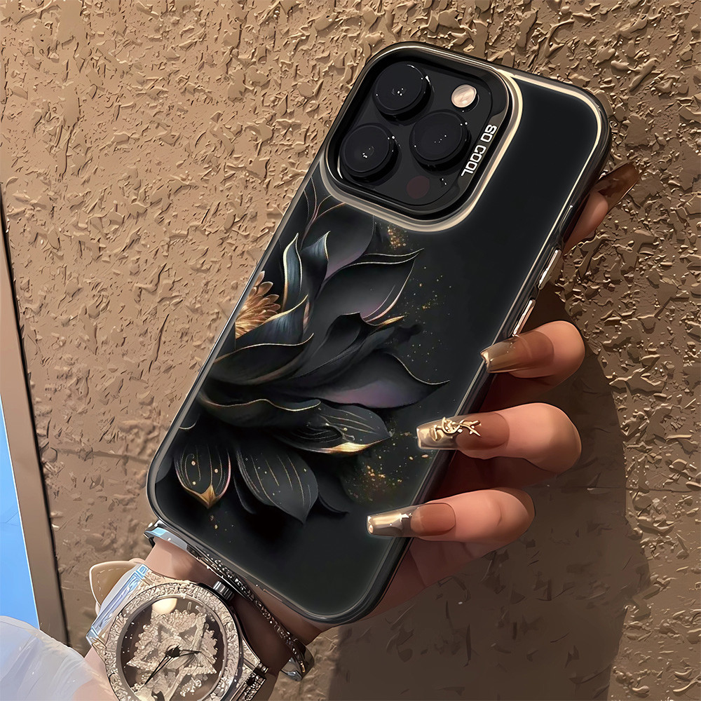 3 In1 Black Golden Lotus สําหรับ Vivo Iq00 Z6x Neo5se Z8x Z9-5g Z9 Turbo Iq00 Z9x Iq00 Z10 13 เคสโทร