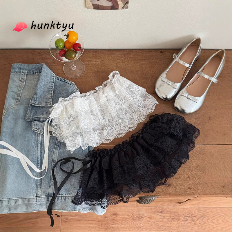 [พร้อมส่ง] กระโปรงลูกไม้ ผ้าคลุมสะโพก สไตล์ Coquette Y2K เลเยอร์ทับกางเกงยีนส์ พร็อพถ่ายรูป ฝรั่งเศส วินเทจ