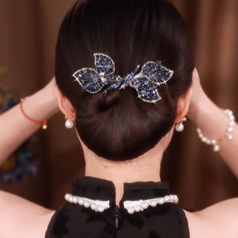 Sky แฟชั่นแบบดั้งเดิมผม Bun Holder แบบดั้งเดิม Elegant คริสตัลผม Bun Grip สาวคอสเพลย์เครื่องประดับผม