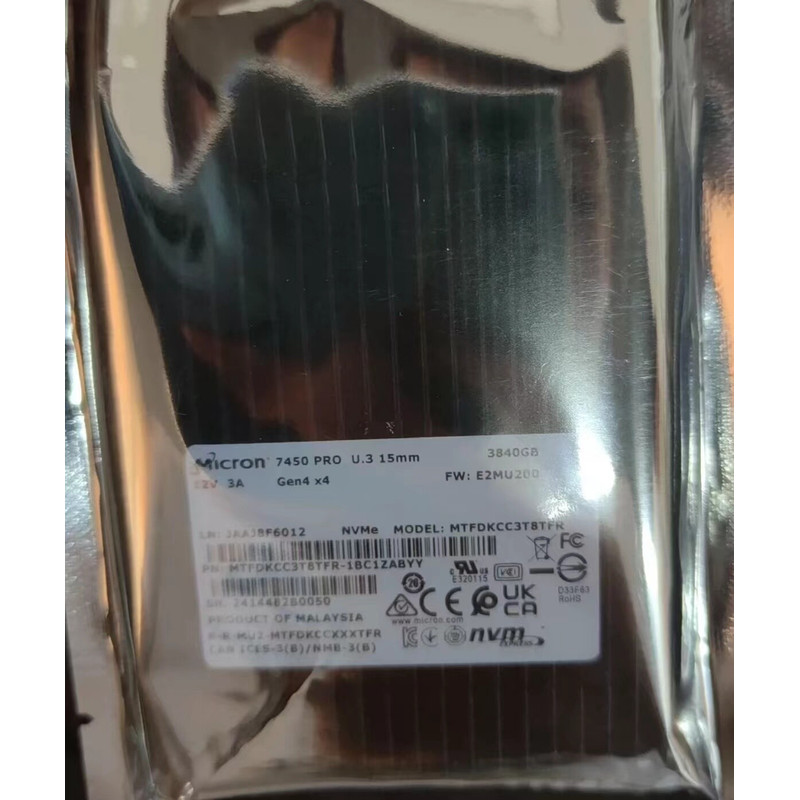 ยี่ห้อใหม่ไมครอน 7450 PRO 3.84TB SSD 2.5 "U.3 PCIe NVMe 4.0 x4 MTFDKCC3T8TFR-1BC1ZABYY 3840GB U.2 SS