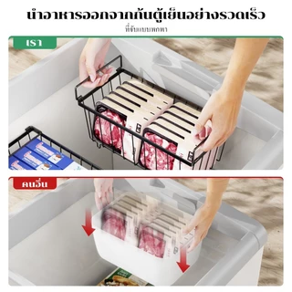 NBSail 4แพ็ค ตู้แช่แข็งตะกร้าแบบซ้อนกันได้ ตะกร้าเก็บของ ตู้เย็นตะกร้าเก็บห้องครัว ตู้แช่แข็งลึกและรับอาหารแช่แข็ง