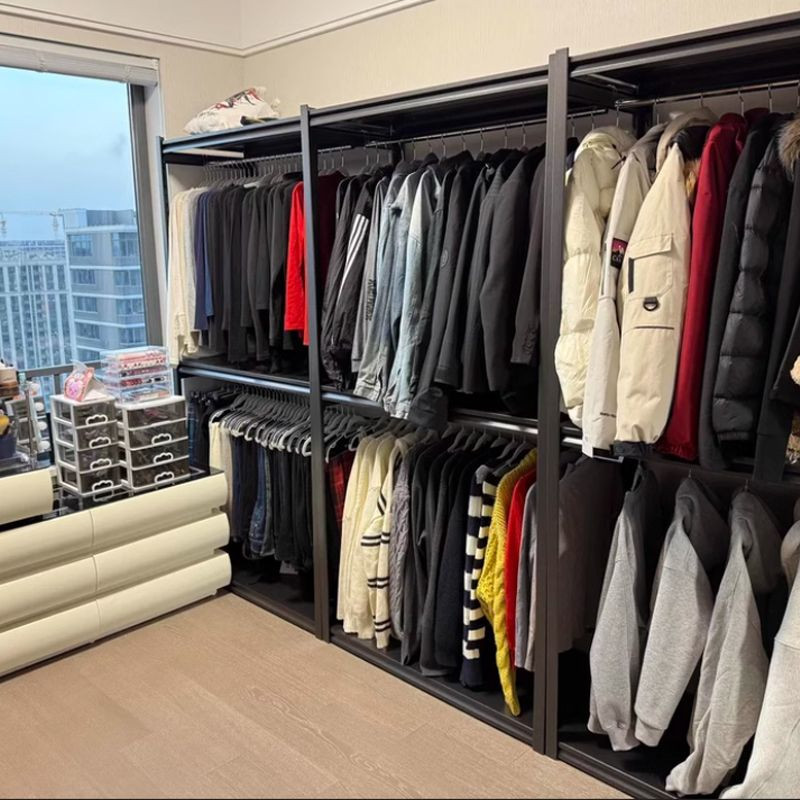 โลหะพรุนฟรีห้องนอนราวแขวนเสื้อผ้า ห้องรับฝากของ ตู้เสื้อผ้าอุปกรณ์เสริม เรียบง่าย คานขวาง สแตนเลสราวแขวนเสื้อผ้าชั้น20250823 - รูปที่ 4