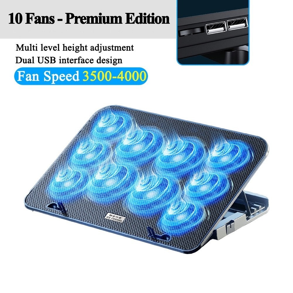COOLCOLD A9 GAMING แล็ปท็อป 2 พอร์ต USB 6-10 พัดลม GAMING Notebook Cooler สําหรับ 13-18 นิ้วสําหรับแ