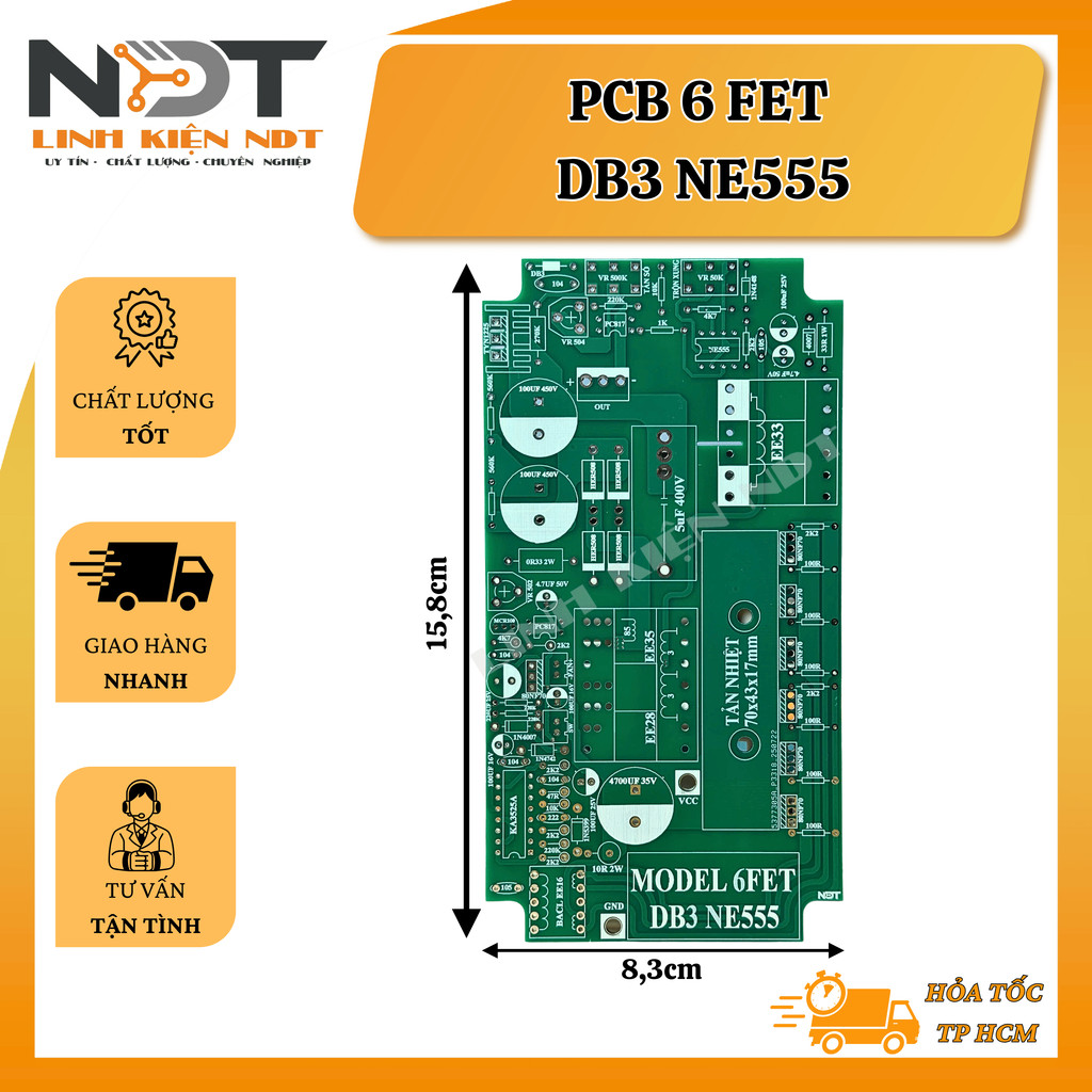 PCB 6 FET LC DB3 NE555 - ส่วนประกอบ NDT