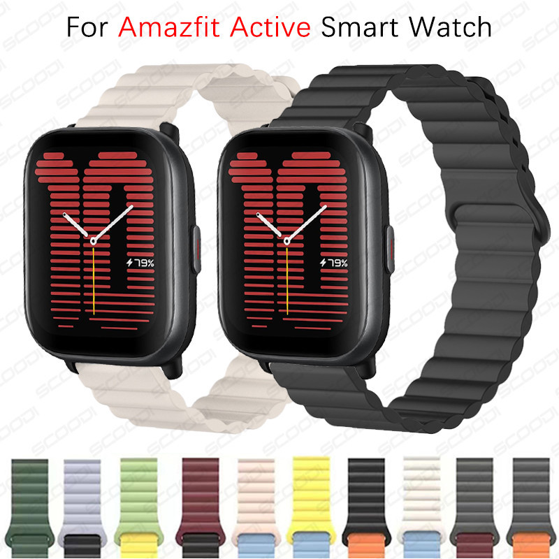 สายรัดแม่เหล็กซิลิโคน Bicolor สําหรับ Amazfit Active / Active 2 สายนาฬิกาอัจฉริยะ อุปกรณ์เสริมแบบถอดเปลี่ยนได้