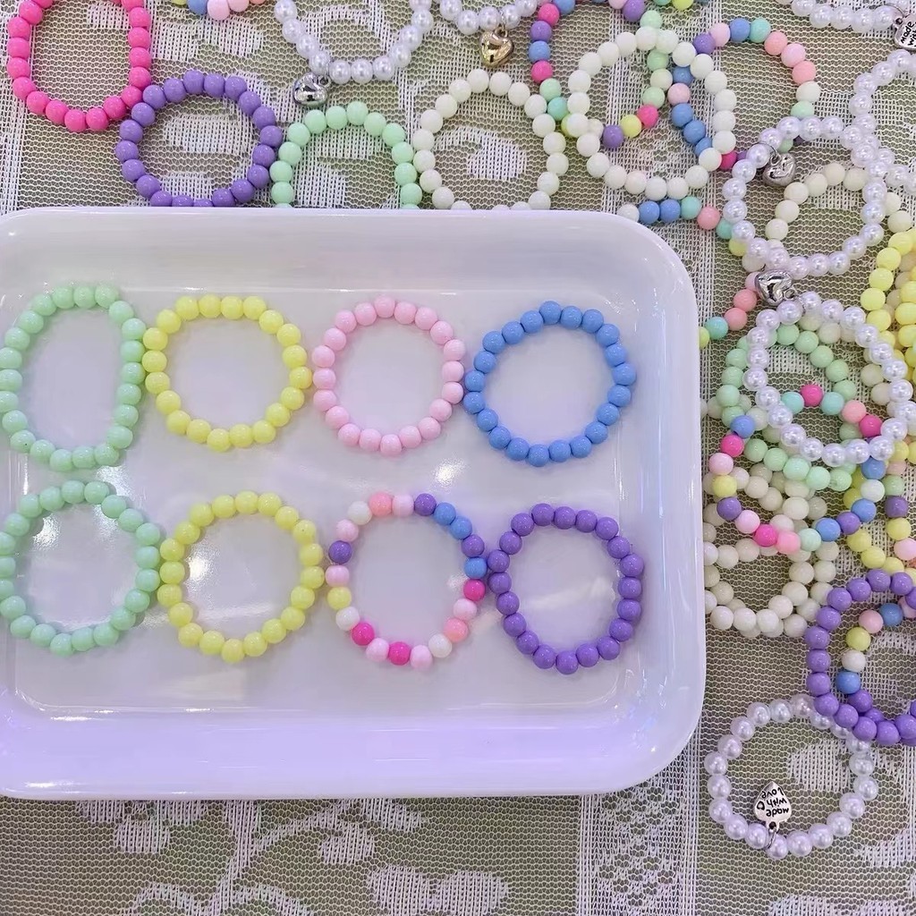 อะคริลิเมจิกสีสีทึบรอบลูกปัดลูกปัดลูกปัดหลวมแฮนด์เมด ทําเอง สร้อยข้อมือสร้อยคอบิดบาร์ลูกสุนัขแต่งตัวอุปกรณ์เสริม