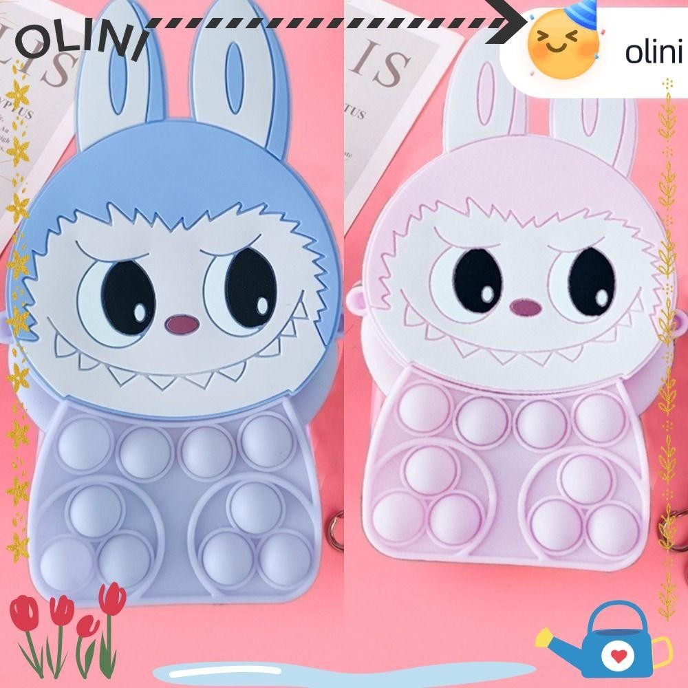 Labubu กระเป๋าซิลิโคนสะพายไหล่น่ารักและแฟชั่นตุ๊กตาการ์ตูนกระเป๋าลำลอง [Olini]