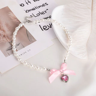 COD-ในไทย💖สร้อยคอ จี้รูปหัวใจ โซ่ไหปลาร้ามุก สีชมพู น่ารักหวาน Insสไตล์เกาหลี แฟชั่นสําหรับผู้หญิง ไม่ตกสีไม่ทําให้แพ้ง่