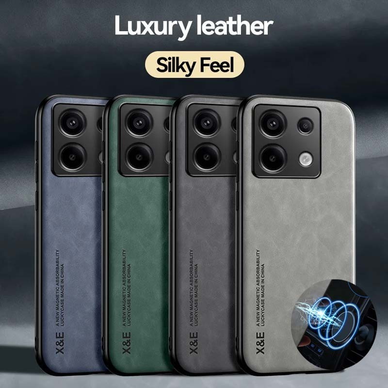 ซองหนังหรูหราสําหรับ Redmi 13 4G หมายเหตุ 13 Pro Plus 12 11 Pro Poco X6 F6 X5 12T 13T Pro ฝาครอบแผ่นโลหะรองรับรถถือ